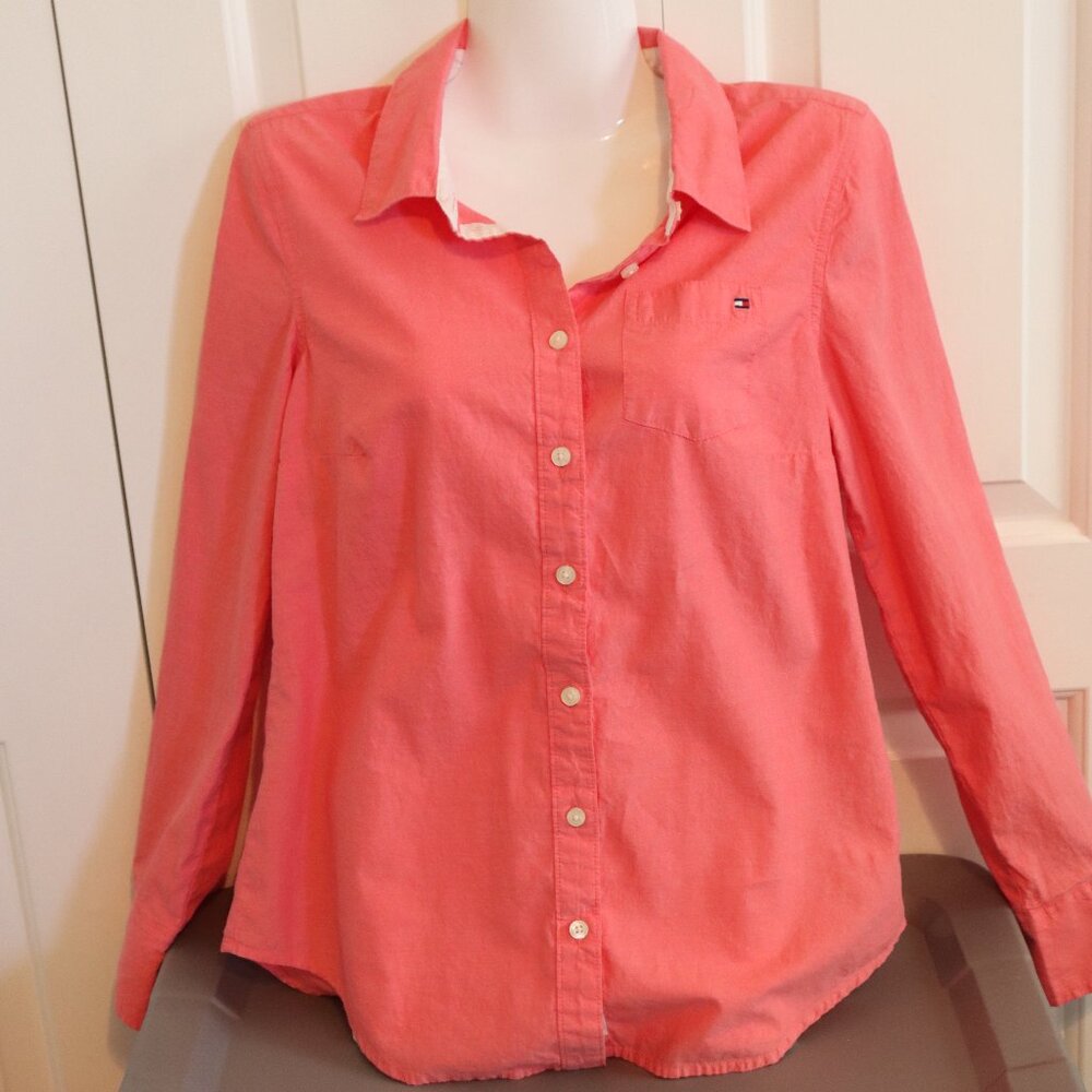 Tommy Hilfiger Womens 100% Cotton Button Down Long Sleeve Size Medium